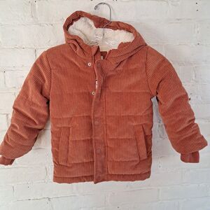 Cat & Jack Corduroy Puffer Jacket Burnt Orange Toddler 3T Winter Coat